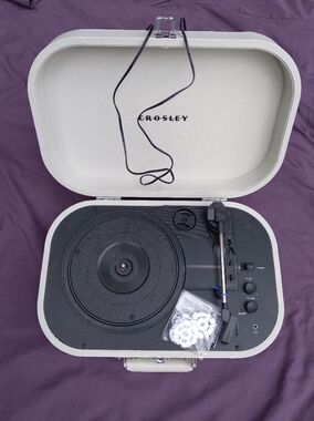 Crosley White Portable Suitcase Turntable - Travel-Ready